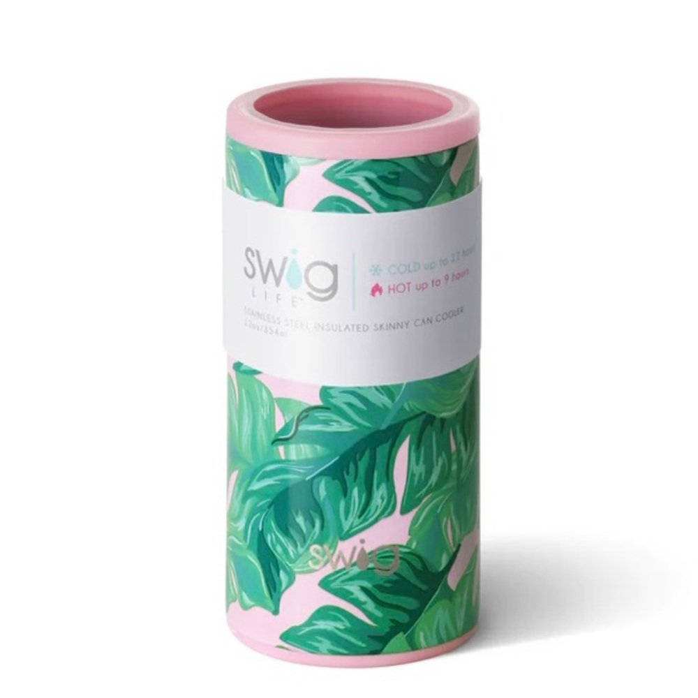 Swig Life Skinny Can Cooler, Stainless Steel,in Palm Springs Print